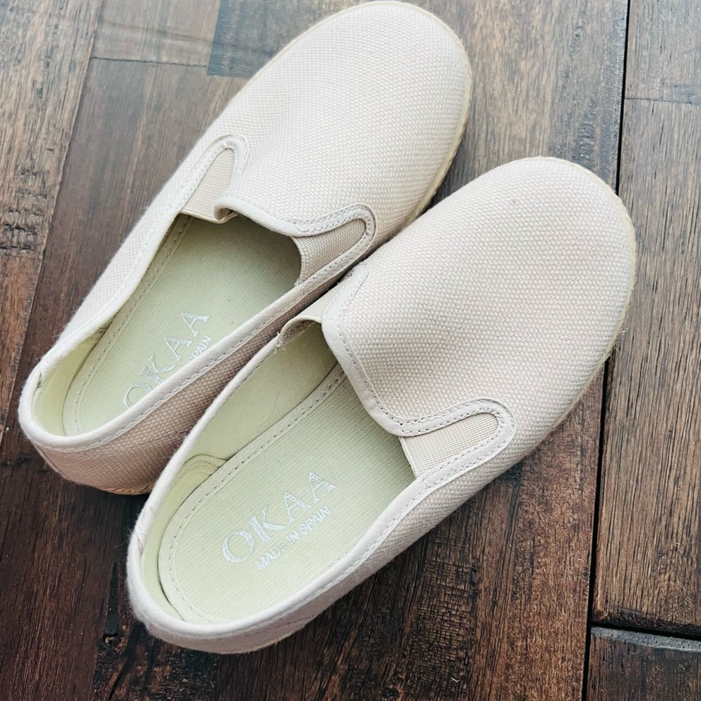 OKAA spain boys espadrilles.  Tan.  Never worn. No tags. European size 29